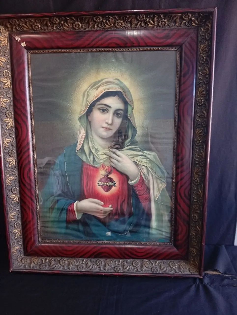 Antigo quadro sagrado coração de Maria 