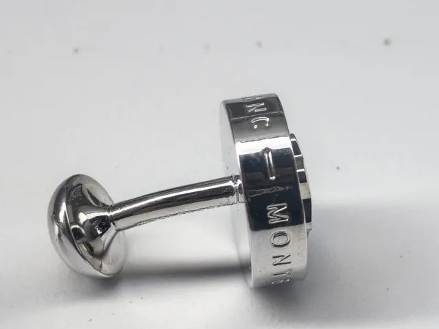 Abotoadura Montblanc Onyx Round Prateada - Foto 3