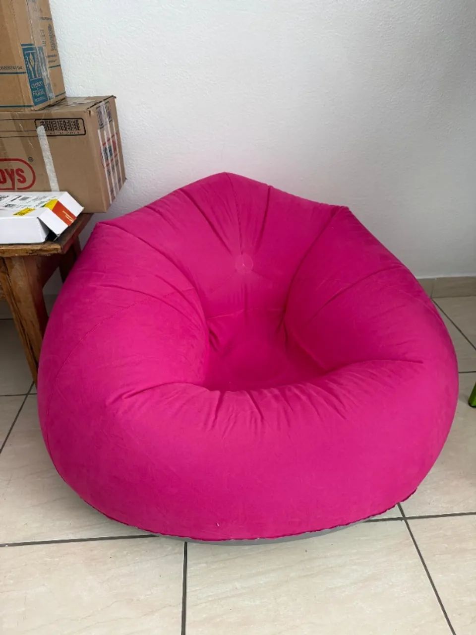 Puff Sofá Poltrona Inflável Aveludado - Rosa