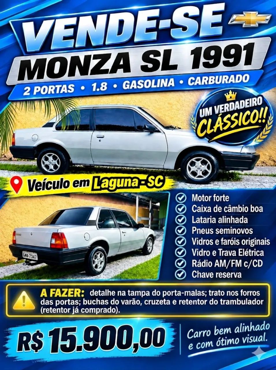 Chevrolet Monza Monza GL 1.8 EFI/ SL/ L/ 650/Barc. 2e4p 1991