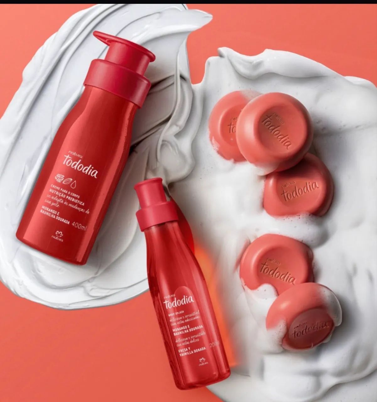 Body Splash Morango e Baunilha Dourada Tododia 200 ml
