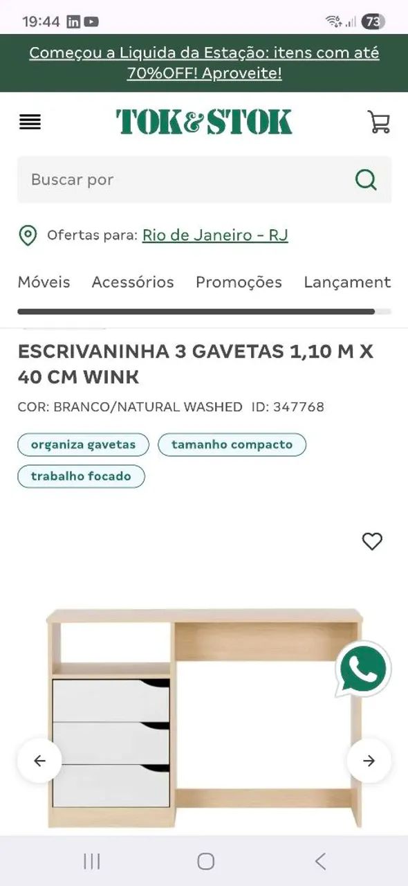 Escrivaninha Nova TOK&STOK