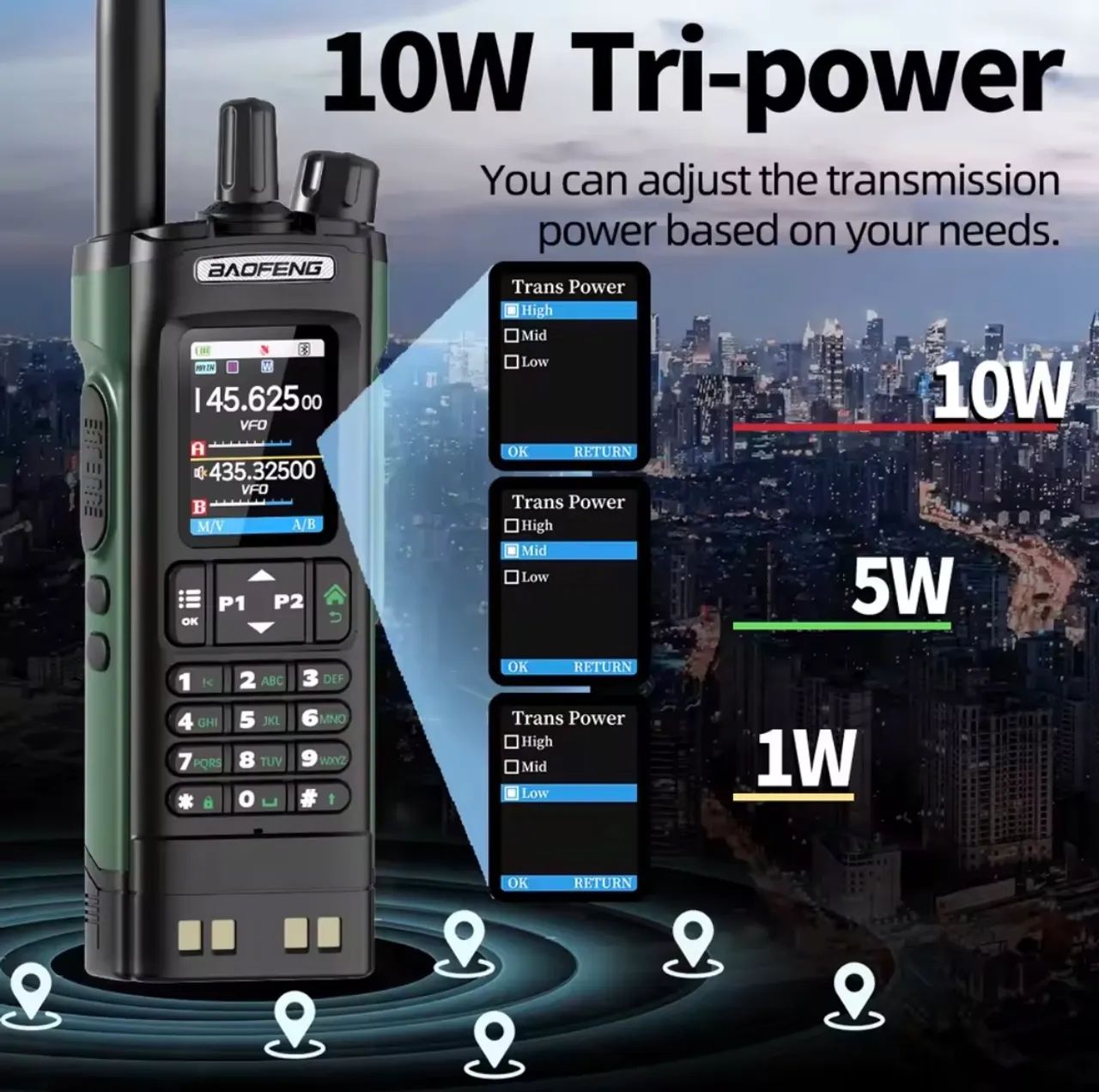Baofeng UV-32 10W com GPS + Bluetooth