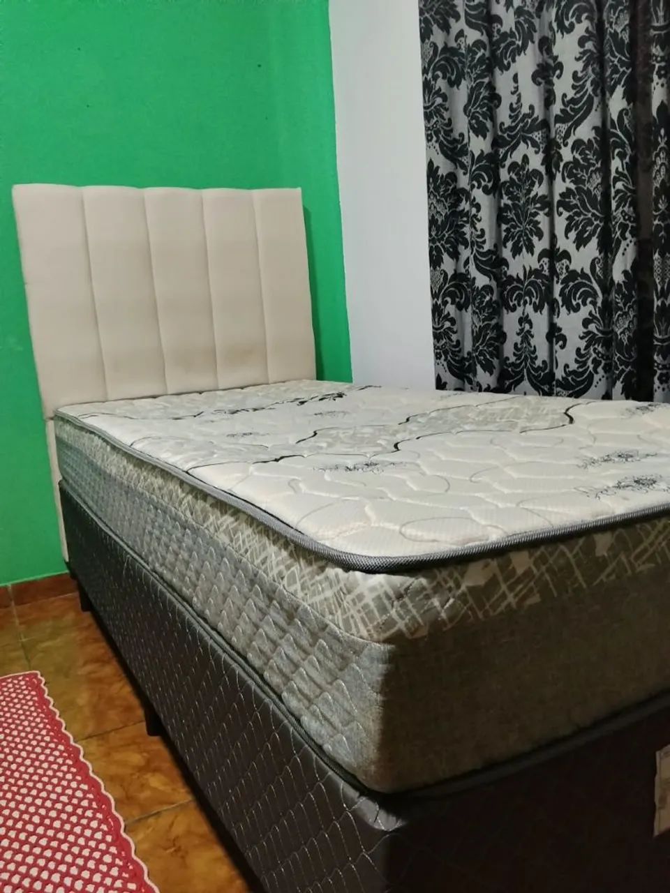 Cama box solteiro com cabeceira e colchão 