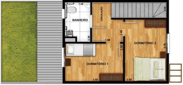 Casas de 50m² - 2 dormitorios - quintal de 12m² nos fundos - 1 vaga de garagem, com lazer - Foto 7