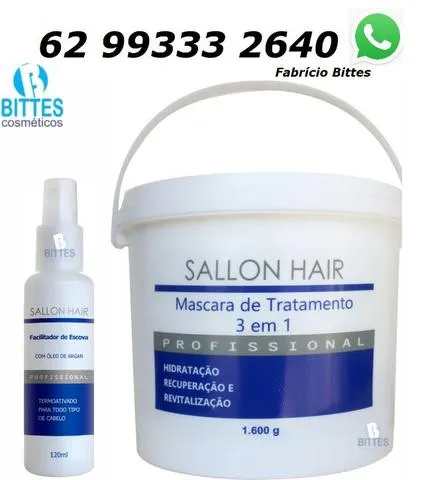 Máscara de Balde para lavatório de 1 Kg + Facilitador de Escova 120 ml Sallon Hair