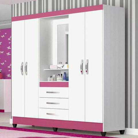 Guarda Roupa Capelinha Capri Branco e Rosa Flex Moval - Foto 2