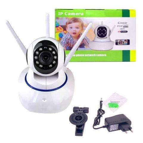 Câmera Ip 3 Antenas Wireless Sem Fio Onvif Wifi Hd Sensor Noturna Rotação App Smartphone