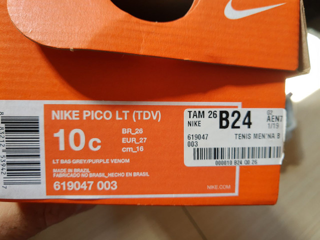 tamanho nike infantil