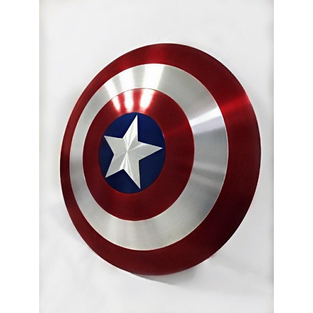 Escudo do Capitão America de 30cm Aluminio Escovado Pintura Automotiva Cosplay Fantasia - Foto 2