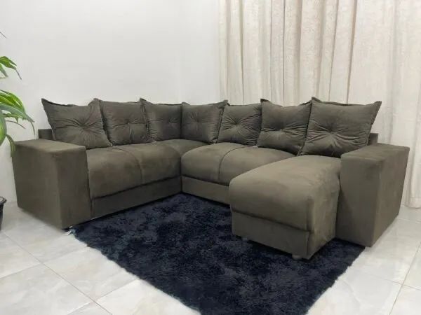 Conjunto de sofá de canto 2 x 3 lugares com Chaise REF 5070 - Receba Hoje - Maio23 - Foto 2