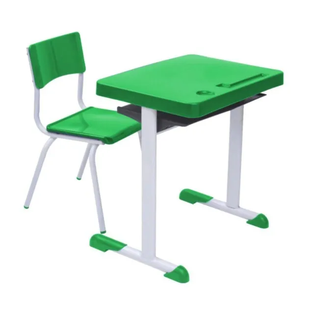 Kit Escolar Infantil Verde Mesa e Cadeira 3 a 6 Anos Conforto Durável Modelo 41088