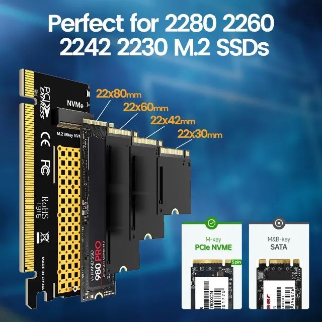 Adaptador Placa Ssd X16 Nvme M.2 Mkey Pci-e 3.0 Express Arduino Automação COD-AM550  - Foto 3