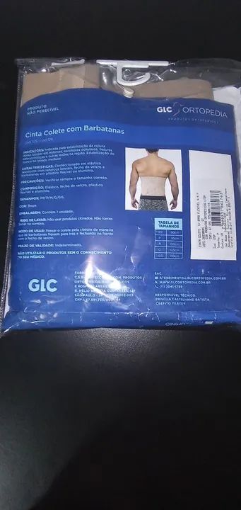 Cinta colete com barbatana. Marca: GLC ortopedia .Tam. P flexivel ( Novo). - Foto 3