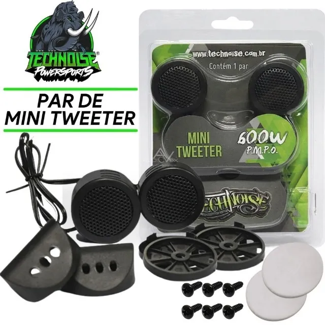 Tweeter Mini para portas, coluna, tampão 80w rms par automotivo tech noise