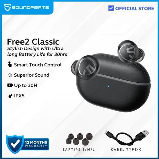 Fone de Ouvido Bluetooth Free2 Classic SoundPEATS TWS  original lacrado - Foto 5
