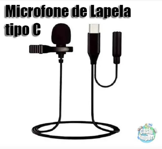 Microfone Condensador De Lapela Conector Tipo C youtubers