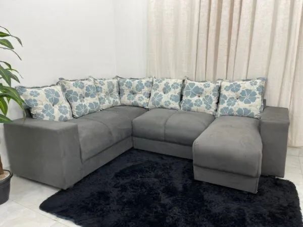 Conjunto de sofá de canto 2 x 3 lugares com Chaise REF 5070 - Receba Hoje - Maio23 - Foto 4