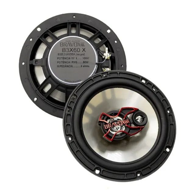 Par de Alto Falantes 6x6 Bravox triaxial 100w rms 6" polegadas 