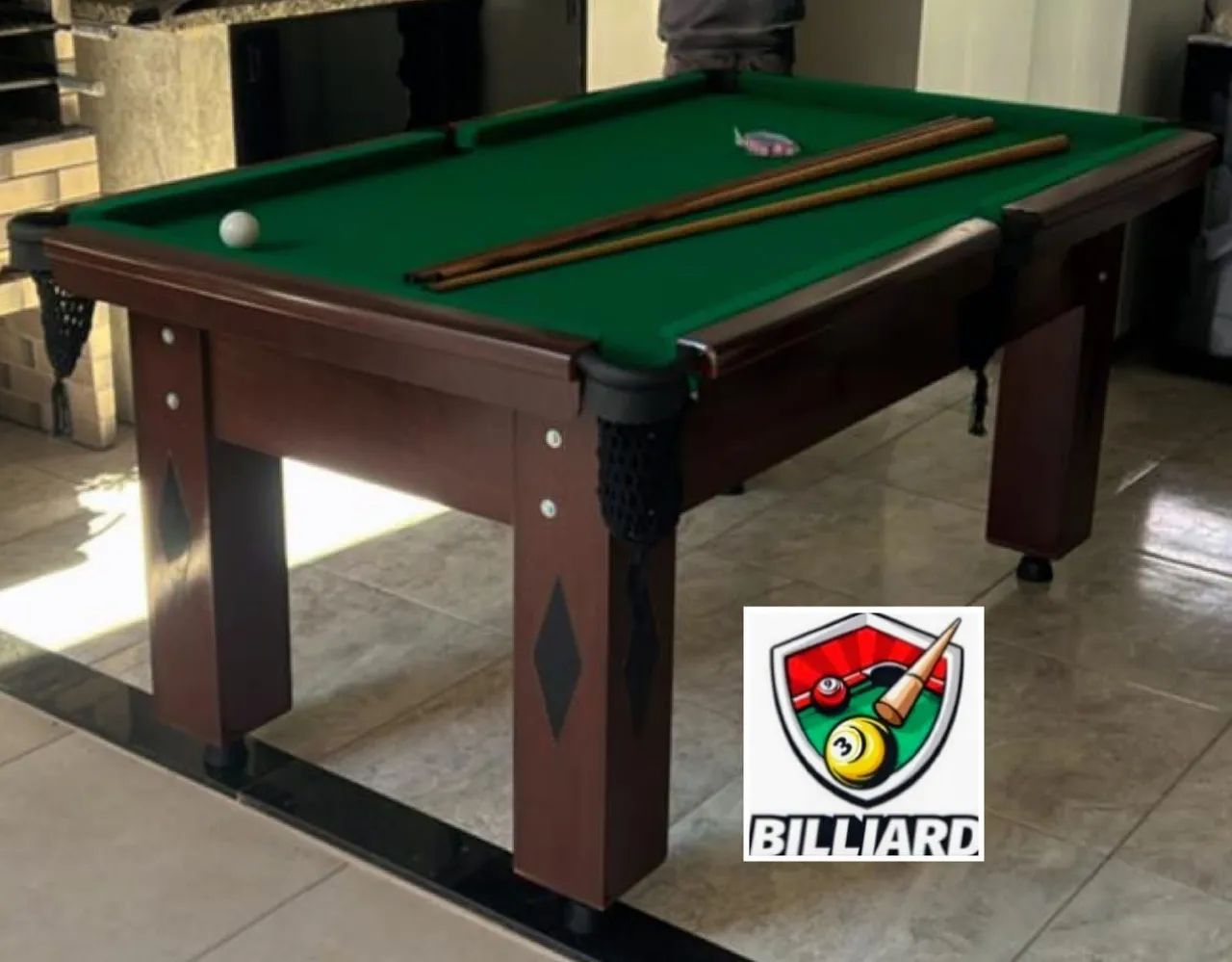 Sinuca Tipo Bilhar Tradicional Verniz Forração Verde - Foto 4