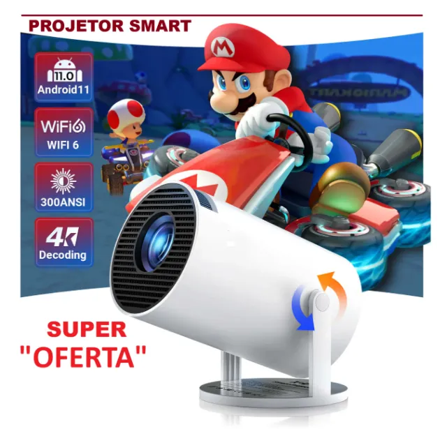 Projetor Android Smart HY300 Wi-fi Bluetooth 5.0 Hdmi Usb "Oferta do Dia"
