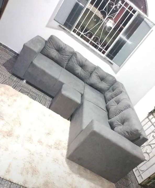Sofá de Canto Cinza - 6 Lugares64960516516865121