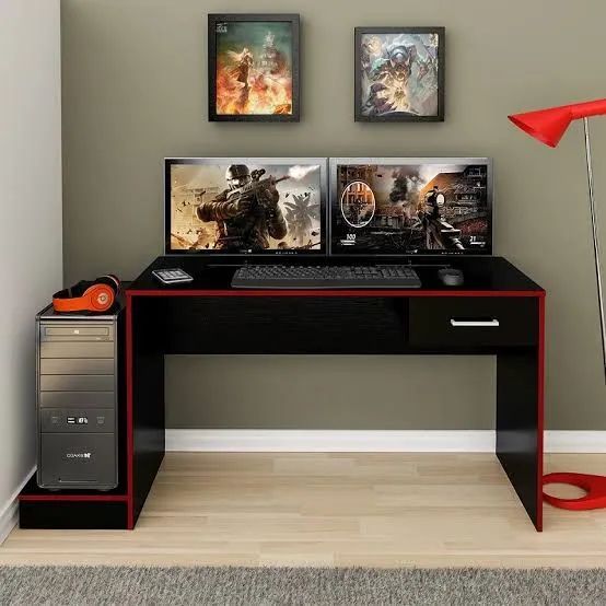 Mesa Gamer Preta com Detalhes Vermelhos - Foto 2