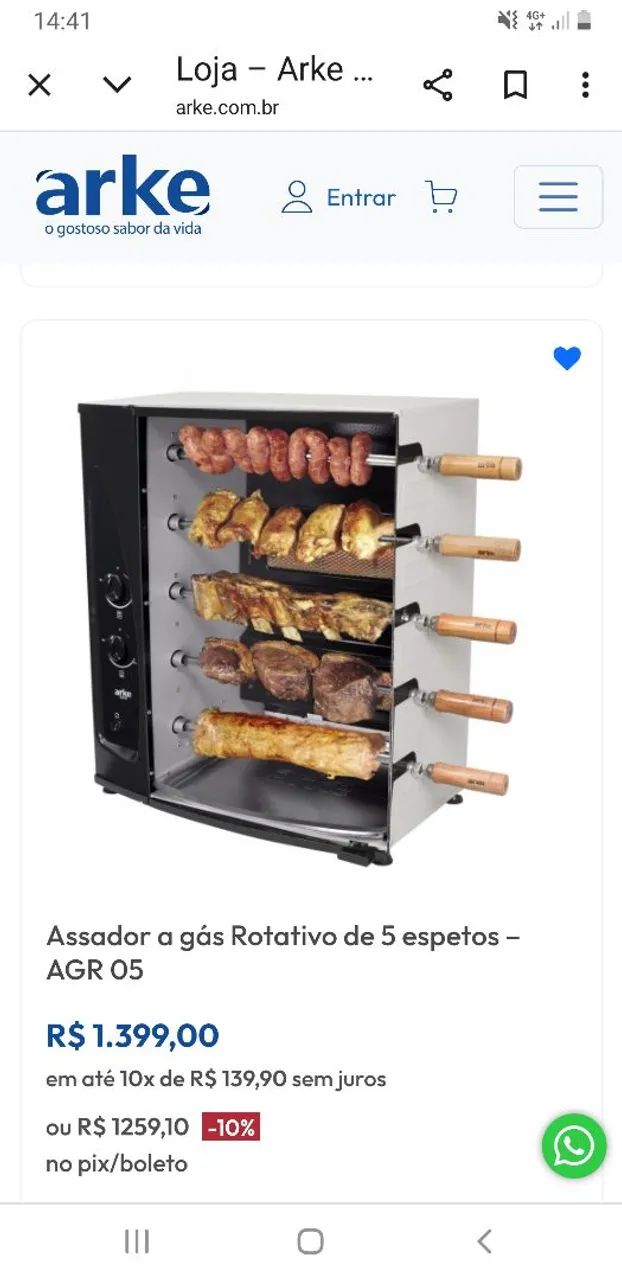 Churrasqueira a GÁS ARKE AGR-05 Espetos Giratórios - Foto 2