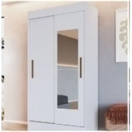 Guarda-Roupa Branco com Espelho - Design Moderno