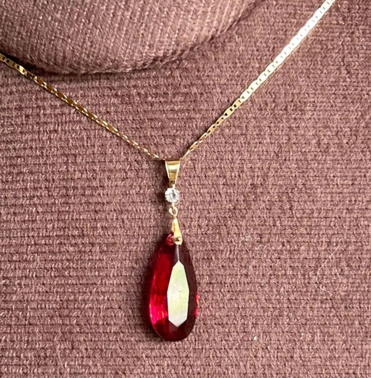 Pingente ouro 18k com rubi sintético  - Foto 3