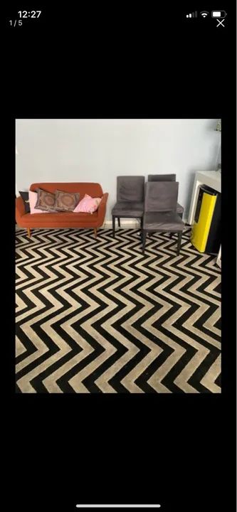 Tapete Chevron Preto e Branco