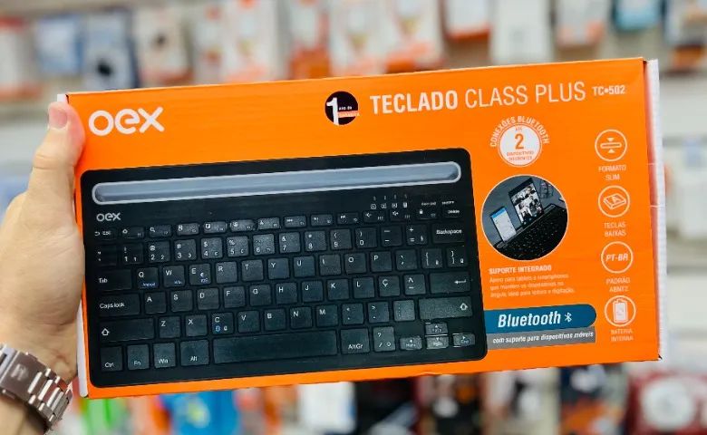 Teclado Bluetooth Com Bateria Recarregável 