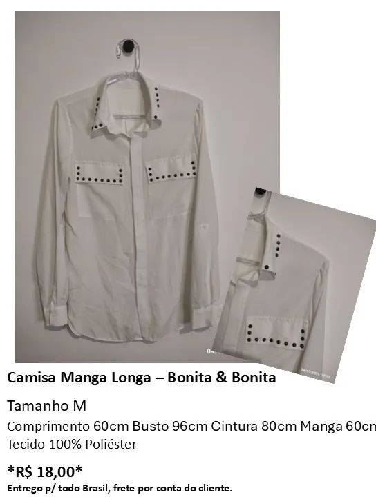 Camisa Manga Longa Branca - Foto 5