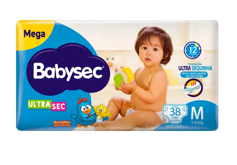 Fraldas Babysec Ultra Sec Mega M 38 unidades