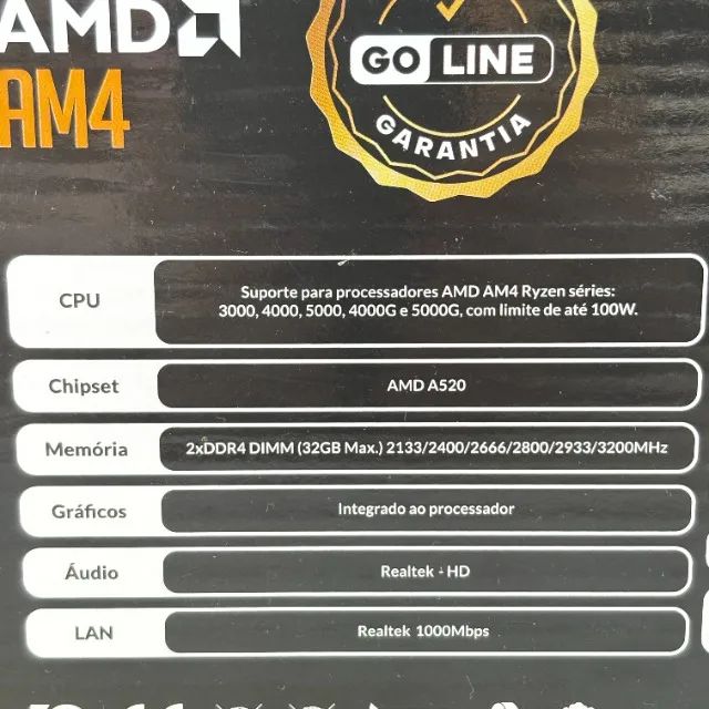 PLACA MÃE AM4 A520M DDR4 M2 HDMI GOLINE NOVA COM GARANTIA. - Foto 4