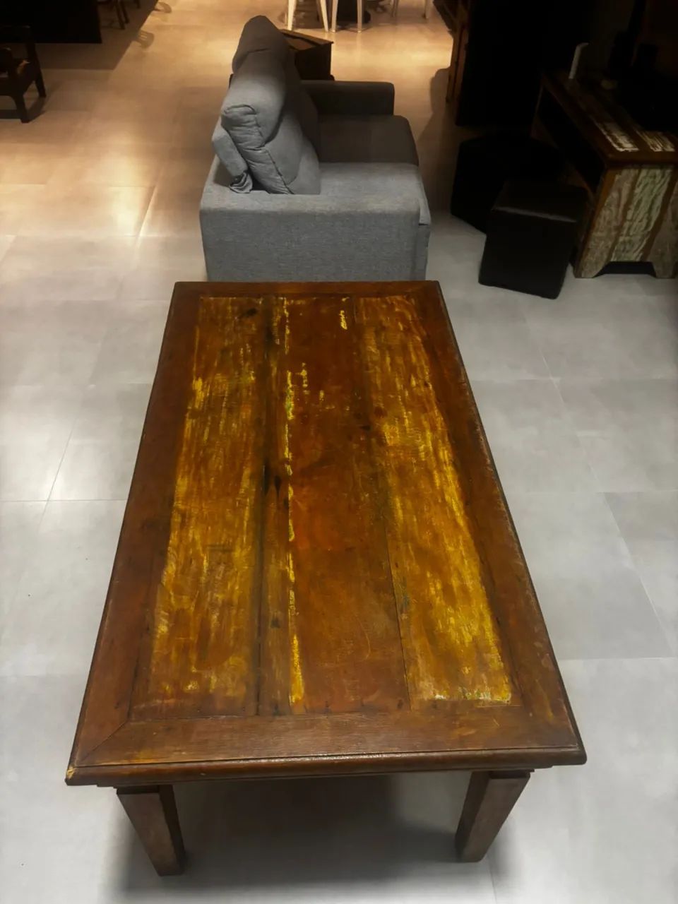 Mesa 160x88 maciça madeira de demolição com tinta - Foto 2