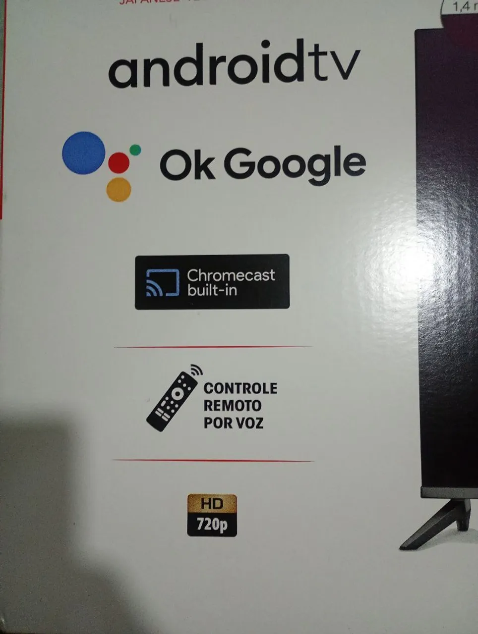 Smart TV Android 720p com Chromecast e Controle por Voz