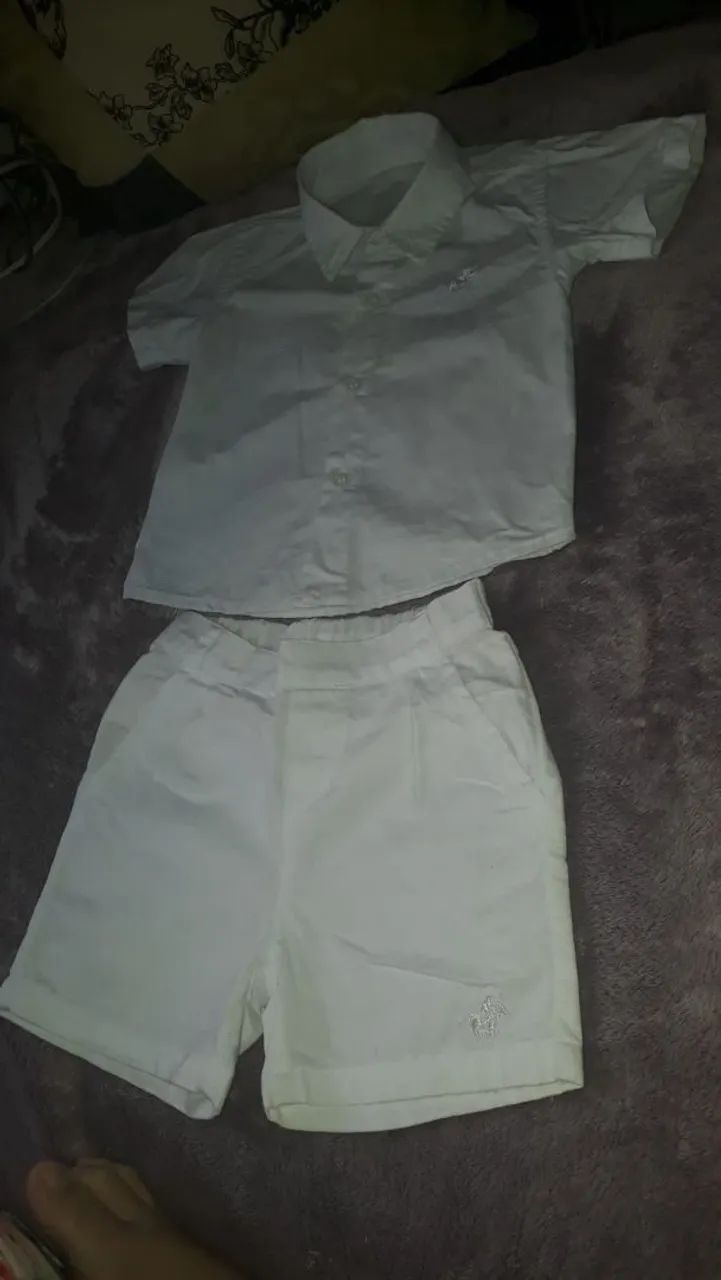 Conjunto Infantil Branco - Camisa e Shorts - Foto 2