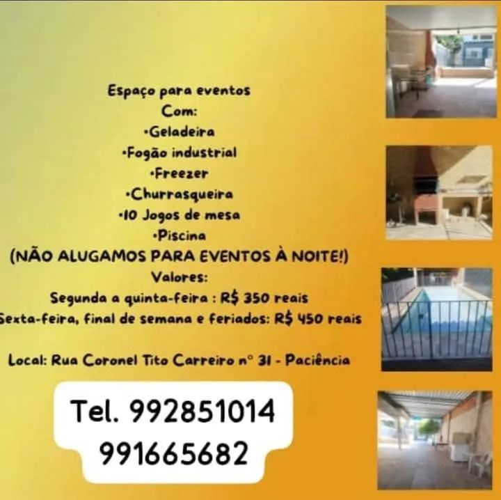 Alugo espaço para eventos