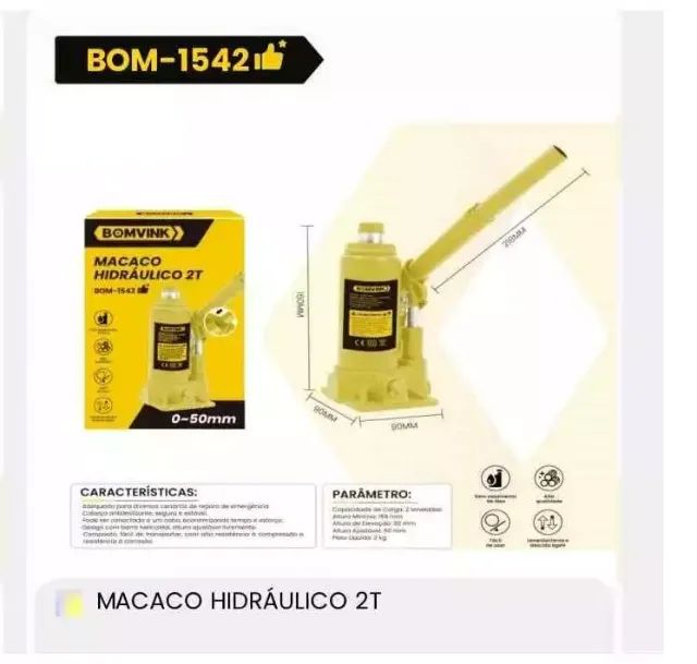 Macaco Hidráulico Levantar Carro Ferramenta Automotivo Universal Resistente 2T Garrafa - Foto 4