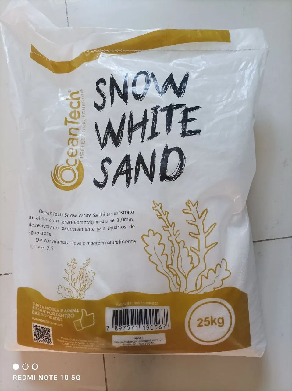 Areia para aquário Snow White Sand 25kg