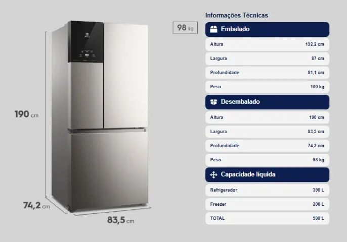 Geladeira/Refrigerador Electrolux Frost Free Multidoor - 590L Efficient IM8S - Foto 3