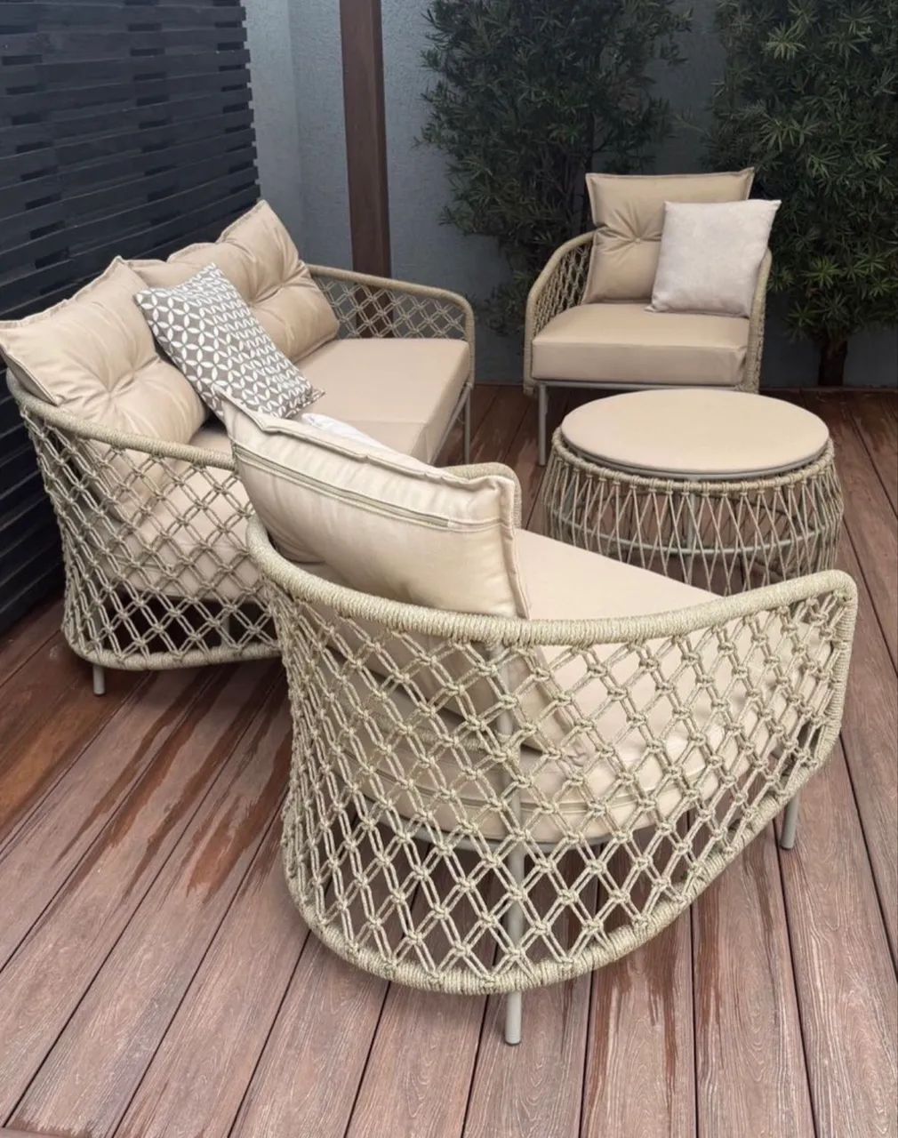 Sofa área externa sol e chuva alumínio corda nautica 