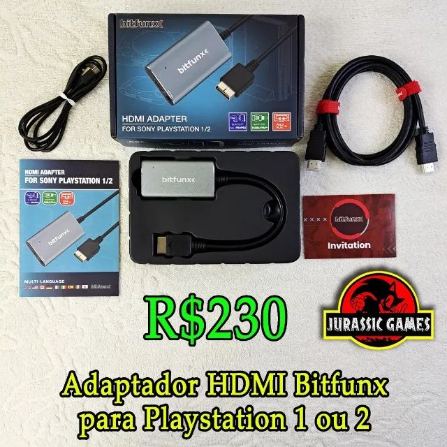 Adaptador HDMI para Playstation 1 ou 2. PS1 PS2. Novo. Bitfunx