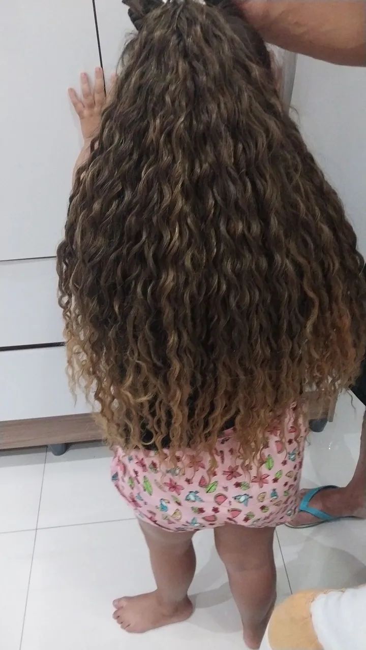 Vebdo Cabelo cacheado 60 cm de comprimento 160 gramas 5 telas de cabelo para mega! - Foto 4