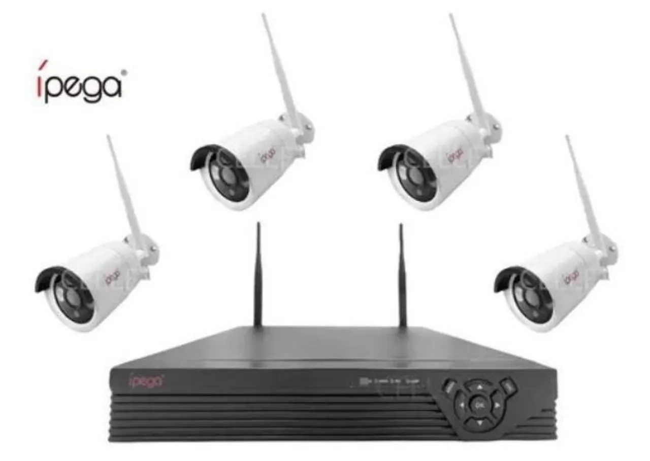 Kit Nvr 4 Câmeras Wifi Sem Fio Cftv 400m Hd Visão Ip Noturna