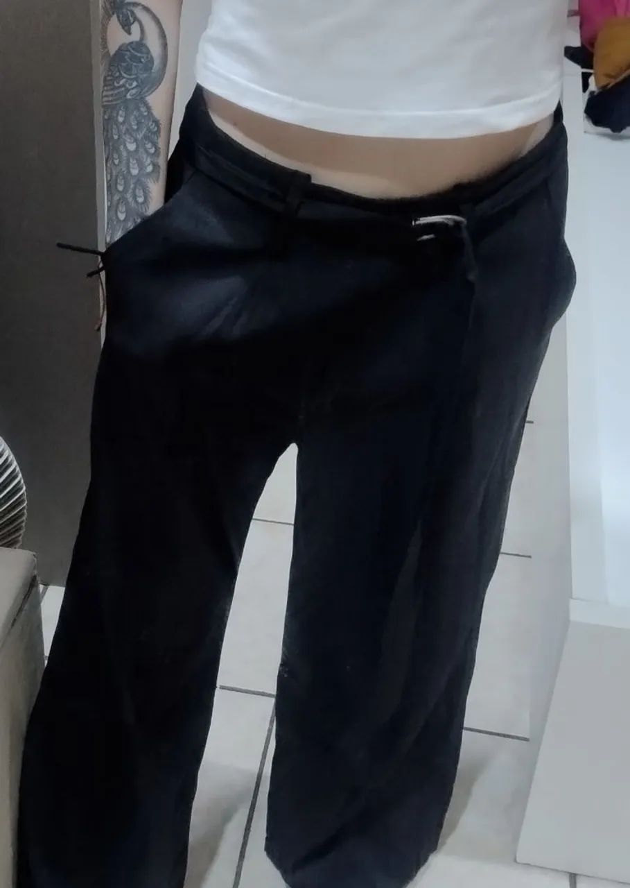 calça social preta com cinto, 36 - Foto 2