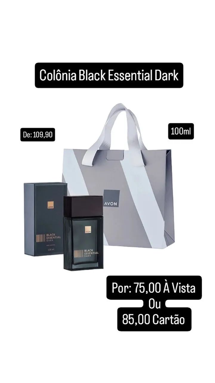 Colônia Black Essential Dark Avon - 100ml
