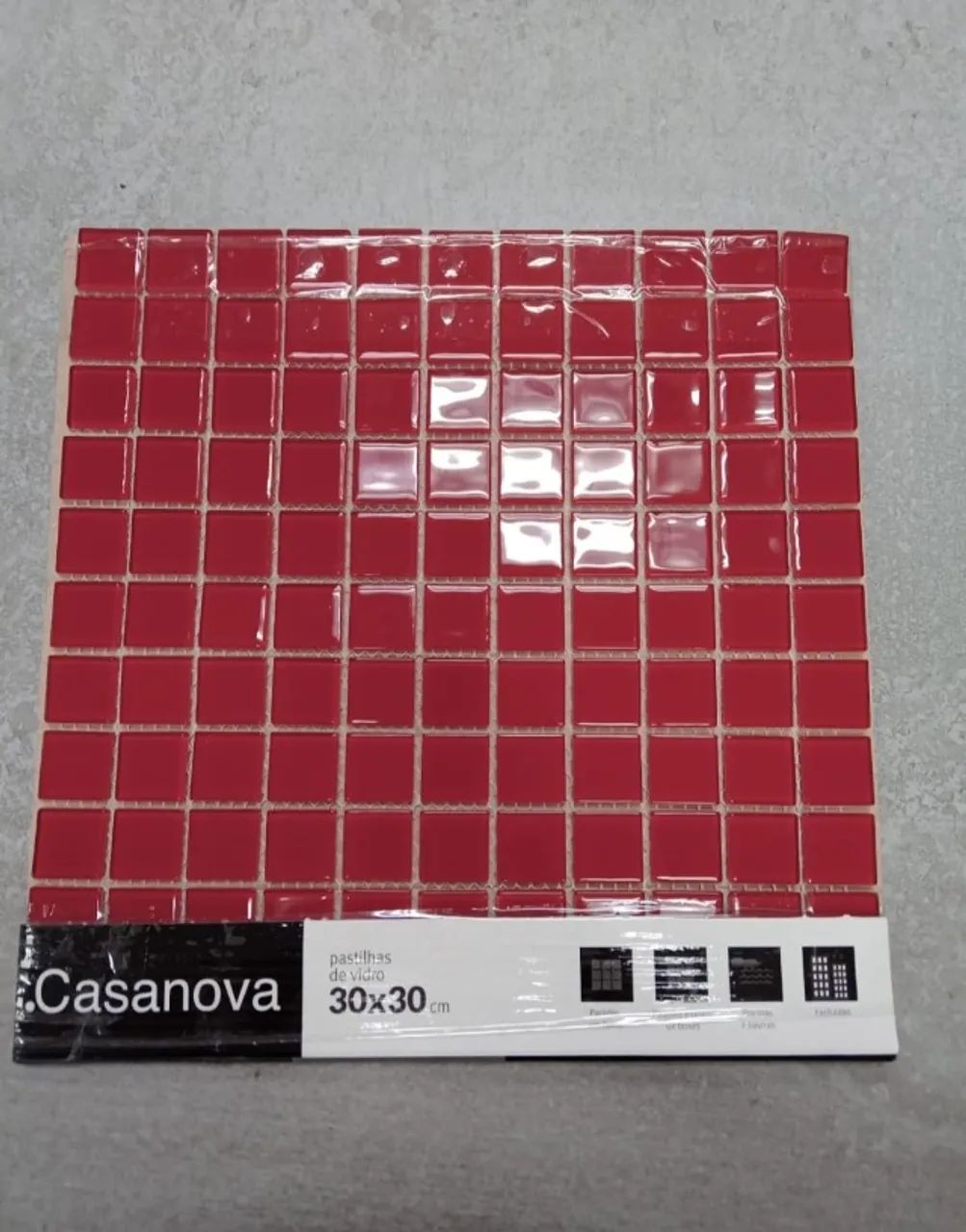 Pastilhas de Vidro Vermelha 30x30cm