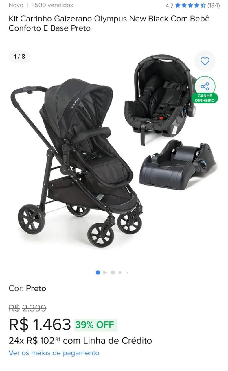 moisés carrinho moises galzerano com bebe conforto e base - Foto 6